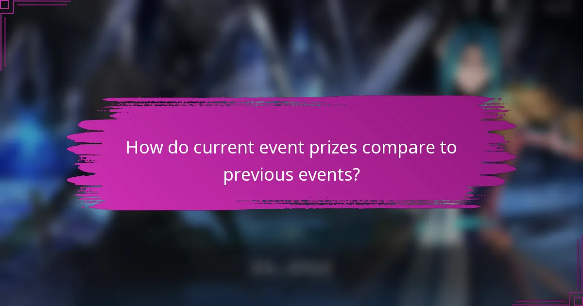 How do current event prizes compare to previous events?