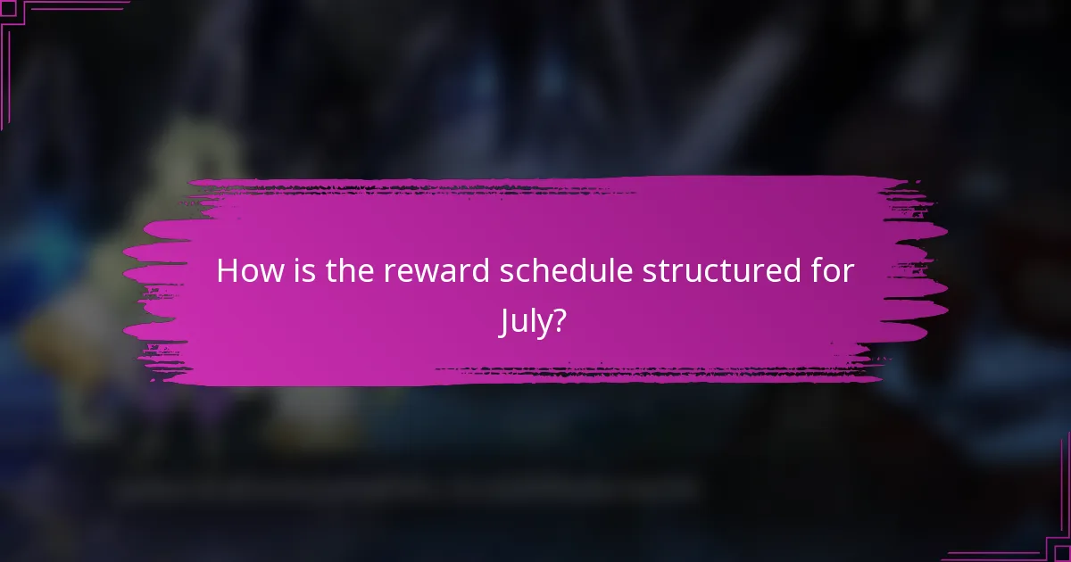 How is the reward schedule structured for July?